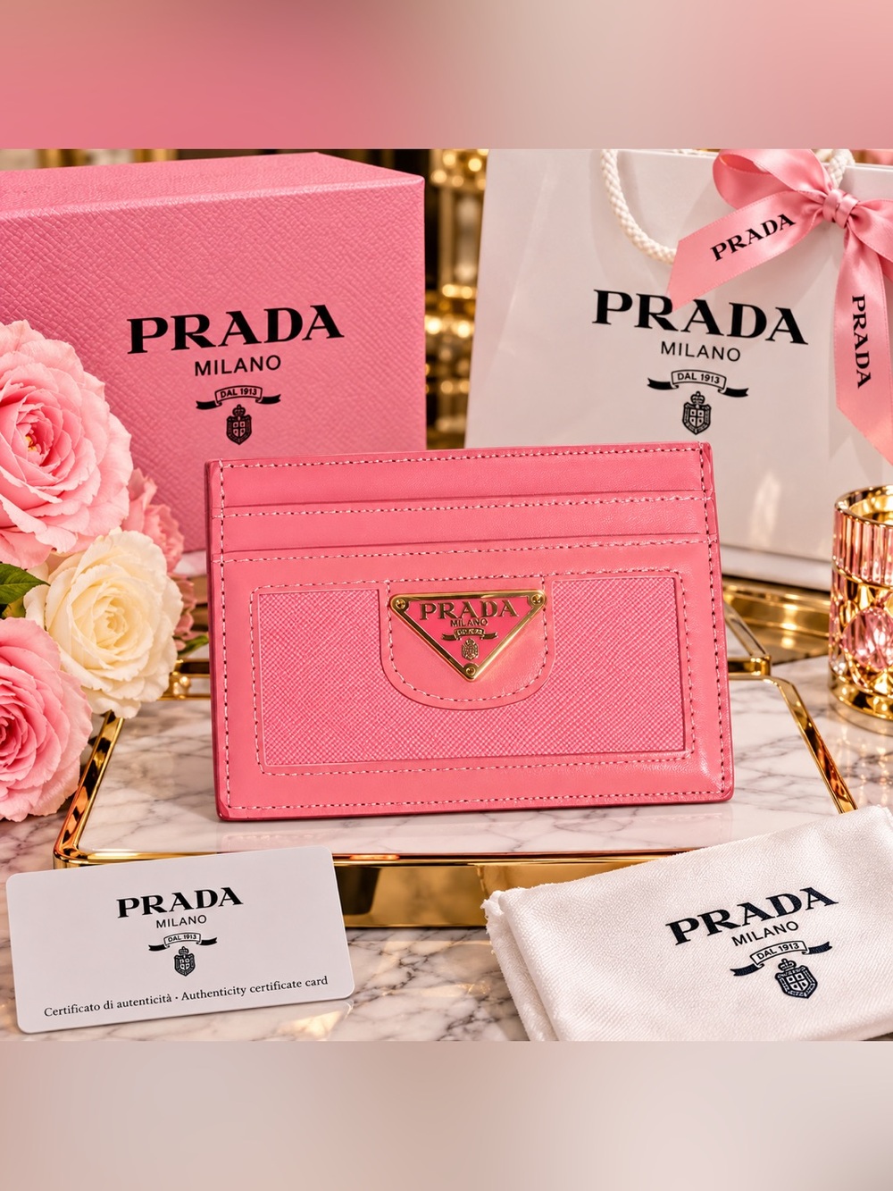Pink Faux Leather Cardholder
